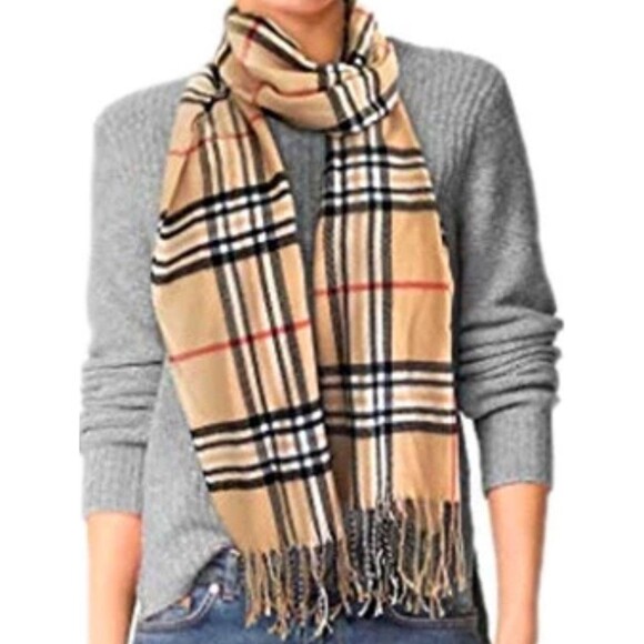 Scottish:Pure 100% Cashmere Beige Tartan Scarf(72" Luxury)MEN/WOMEN $645 Similar - Picture 2 of 4